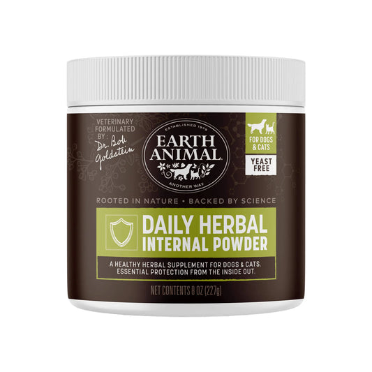 Earth Animal Nature's Protection Daily Herbal Internal Powder for Dogs & Cats 8 oz Yeast Free